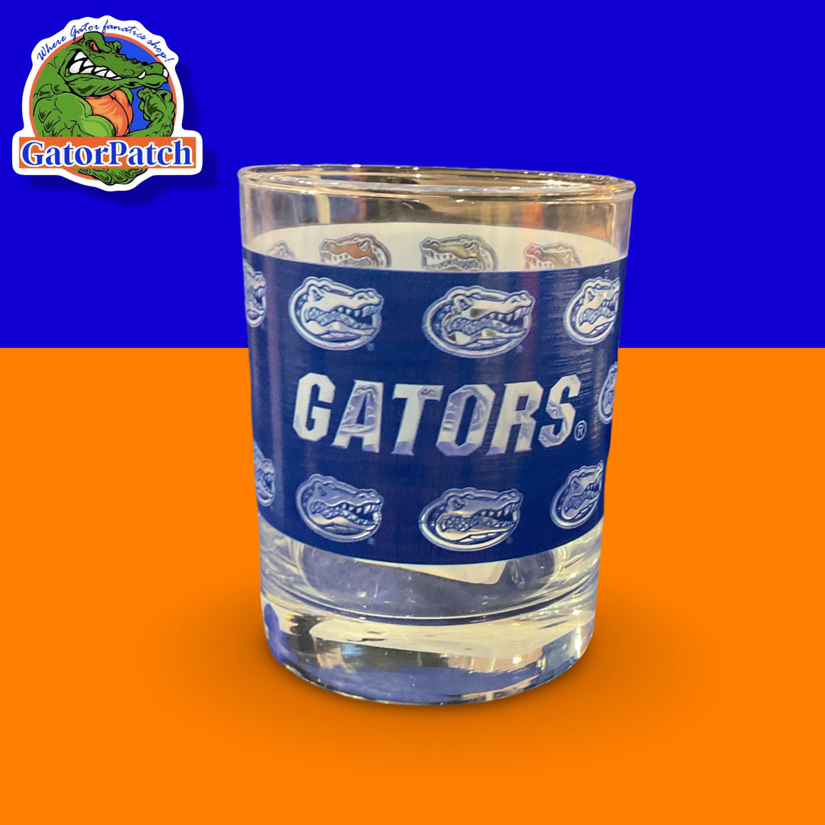 All Over Gator Logo Glass Cup