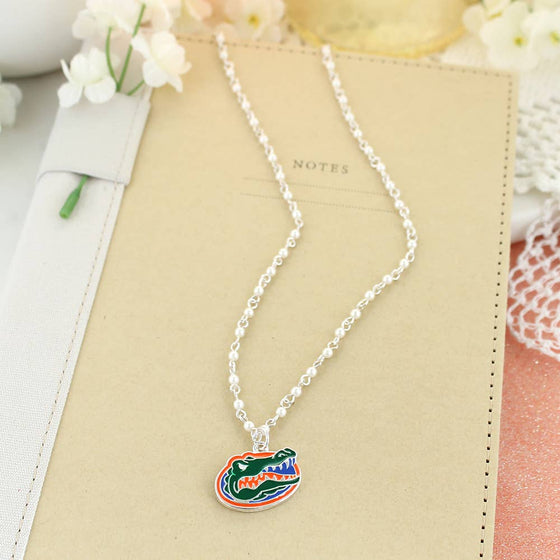 Florida Gators Pearl & Enamel Gator Head Necklace