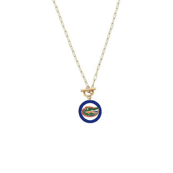 Florida Gators Logo Enamel T-Bar Necklace