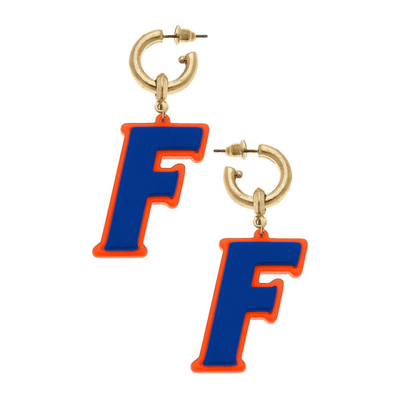 Florida Gators Resin Logo Drop Hoop Earrings in Orange