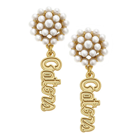 Florida Gators Pearl Cluster 24K Gold Plated Logo Earrings